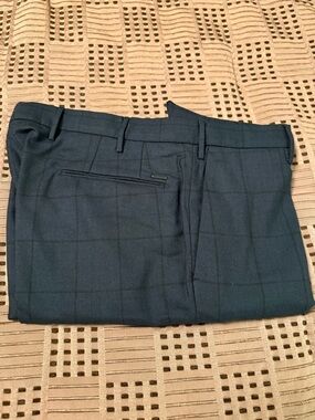 Men's Navy Windowpane Dress Pants